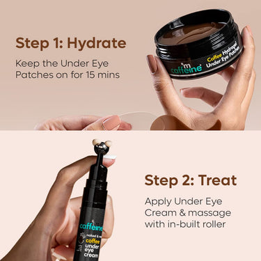 mcaffeine Dark Circle Reduction Combo With Coffee Under Eye Cream & Hydrogel Under Eye Patches Women And Men|Mcaffeine Products|Reduces Puffiness, Fine Lines, Wrinkles & Hydrates|For All Skin Types